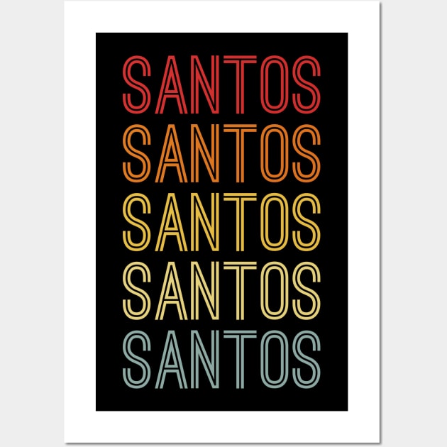 Santos Name Vintage Retro Pattern Wall Art by CoolDesignsDz